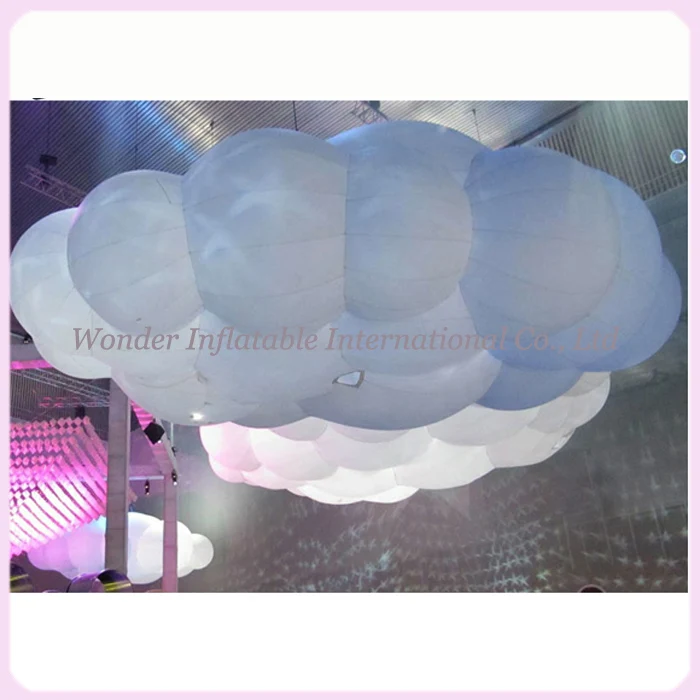 

2016 hot selling hanging led lighting inflatable cloud party stage decoration 2mLong