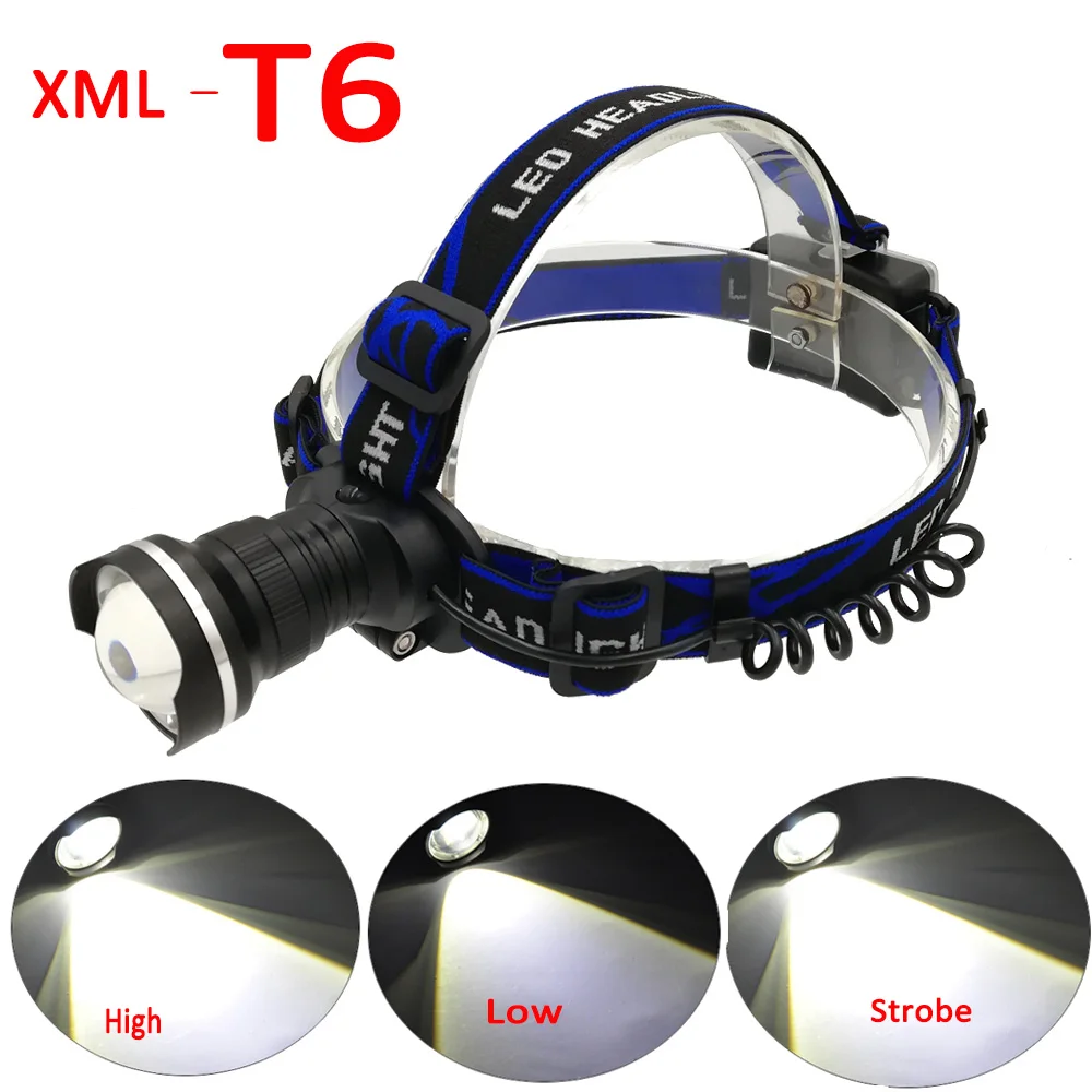 

1000 Lumens XML T6 LED Headlamp 3 Mode Zoomable Headlight Front Flashlight Torch Lights For Camping Power by 3 x 1.5V AA Battery