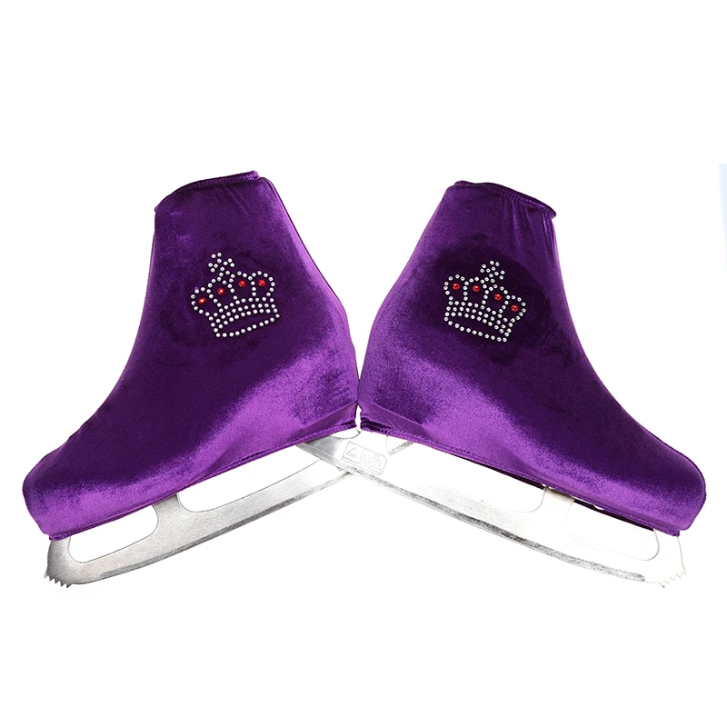 

15 colors child adult velvet ice figure skating shoes cover roller skate fabric cover accessories white small crown rhinestone