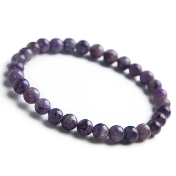 

Genuine Natural Purple Charoite Gems Healing Stone Round Beads Jewelry Charm Women Bracelet 6mm AAAAA