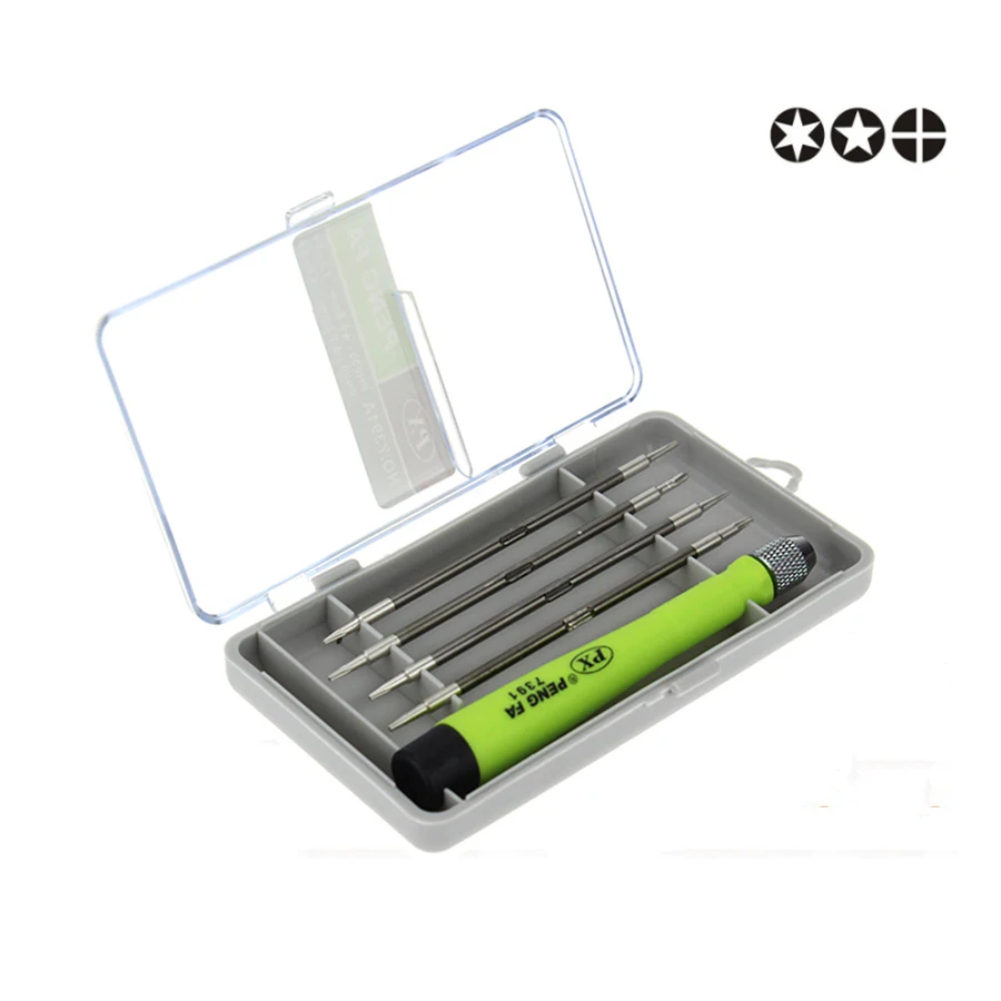 

4 in 1 Electrician mobile repairing tool kit mini Screwdriver Set CR-V Including T2 - T4 (0.8mm) / T5 - T6 (1.2mm) for phones