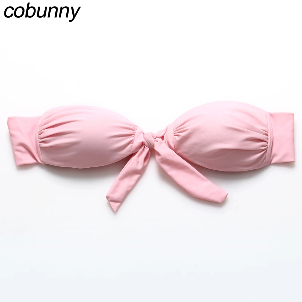 COBUNNY 2017 Women's Candy Color Bandeau bikinis Bow Swimsuit Bathing ...