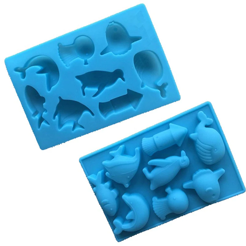 

8 Hole Silicone Cake Mold Whale Dolphin Fish Penguin Shape Chocolate Soap Fondant Moulds Pasteleria Cake Stencil Baking Tools