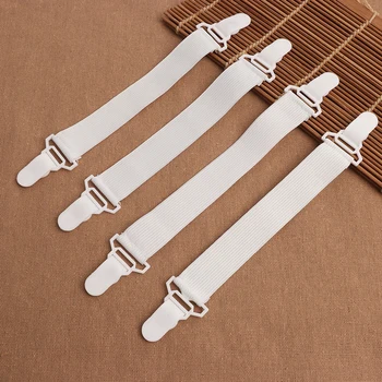

4Pcs Bed Sheet Buckle Clip Blankets Holder Elastic Fastener Gripper White