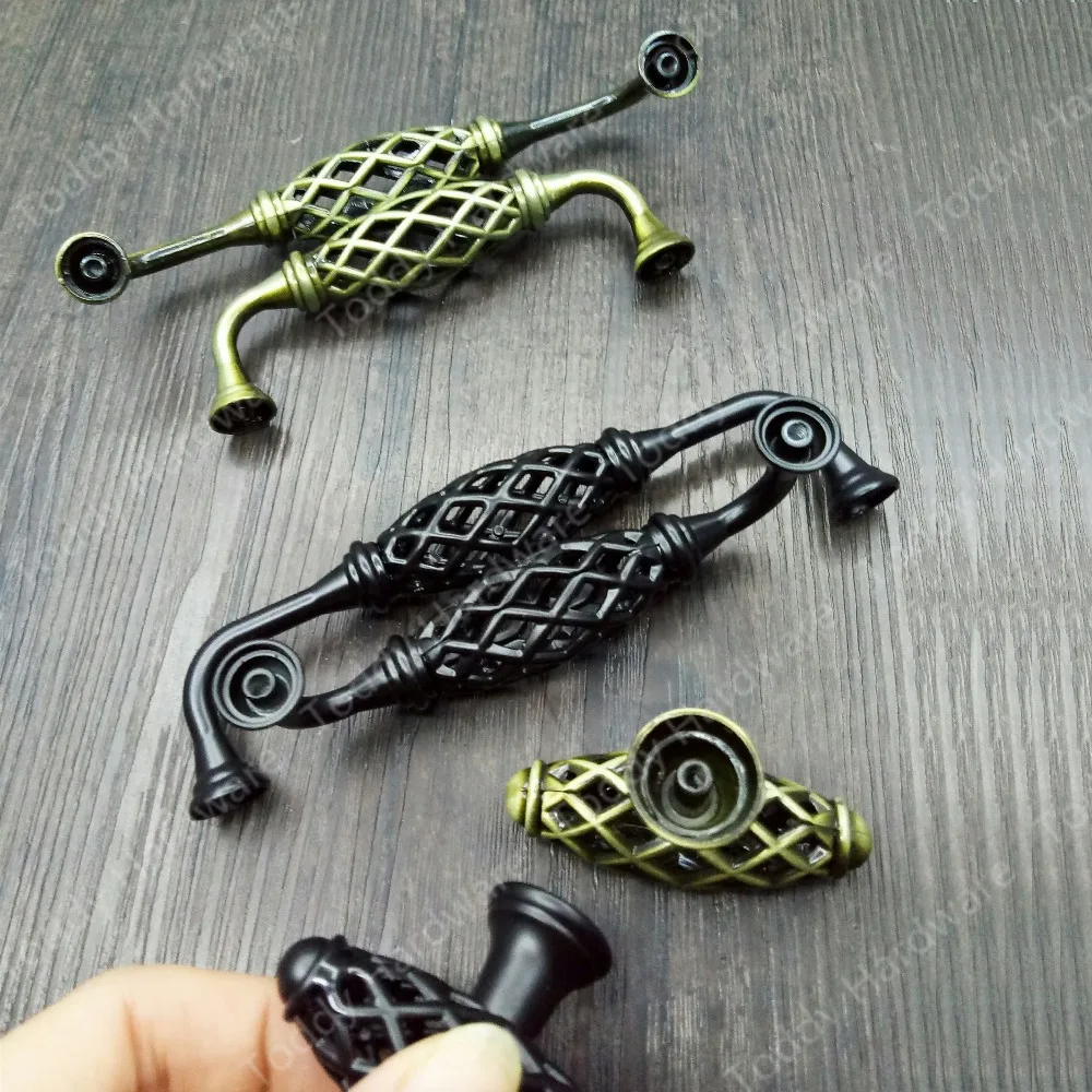 Black Vintage Antique Bronze Cabinet Handles Hollow Out Birdcage Handles Drawer Knobs Wardrobe Door Pullers Furniture Handle Black Vintage Antique Bronze Cabinet Handles Hollow Out Birdcage Handles Drawer Knobs Wardrobe Door Pullers Furniture Handle