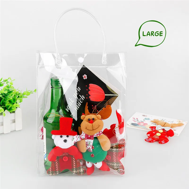 

Dropship PVC Clear Bag organizer Transparent Tote Gift Bag Shopping Jelly Christmas Thanksgiving gift packaging bag with handles