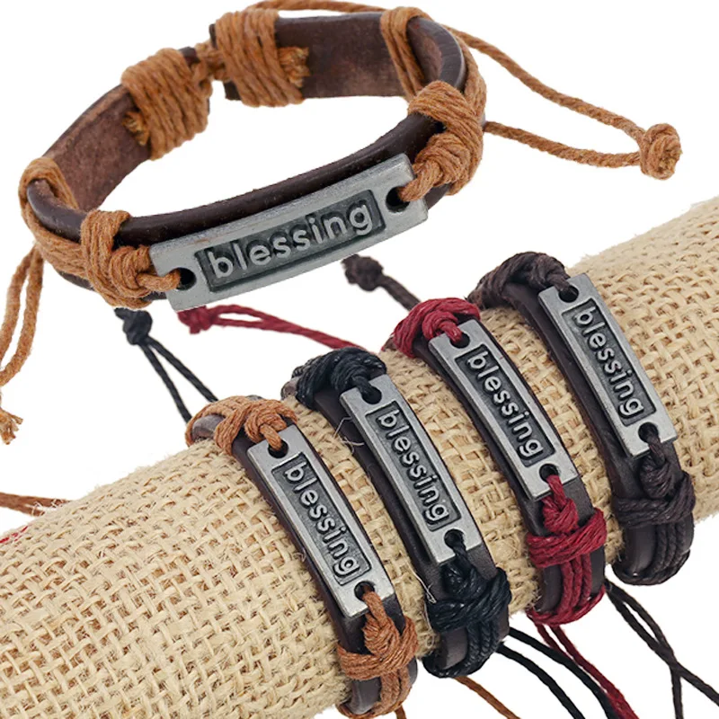 Cowhide Bracelet Vintage Popular Men's Wrist Bracelet Containing