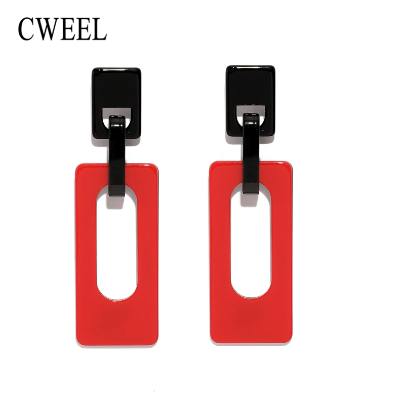 

CWEEL Acrylic Drop Earrings For Women Red Black Green Vintage Punk Earing Long Dangle Female Pendants Boho Earring Hanging