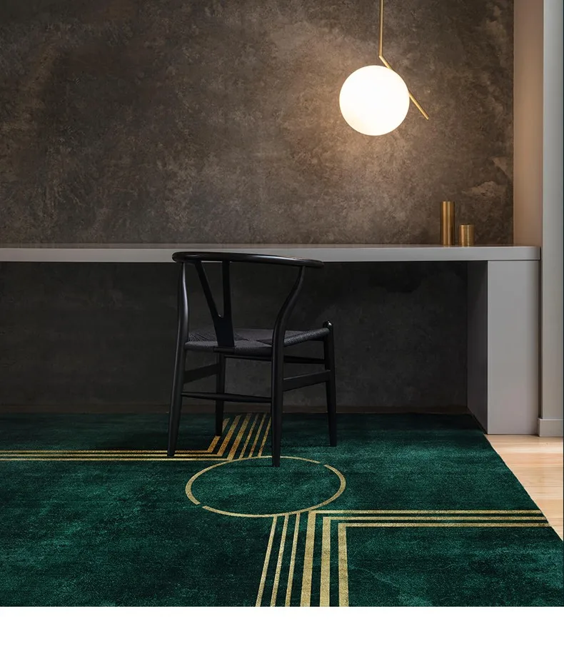 Скандинавский стиль INS популярный темно-зеленый цвет с металлическим переплетением коврик для гостиной, пост современные украшения прикроватный коврик. Вилла ковер