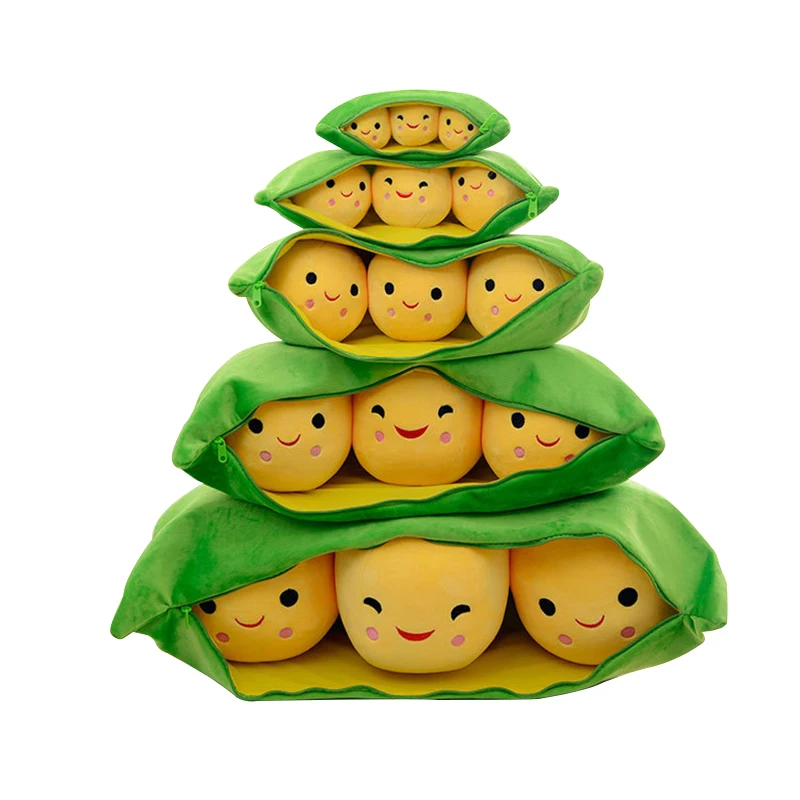 Soft Pea Pods Plush Toy Green Beans Soy Stuffed Cotton Plush Animal