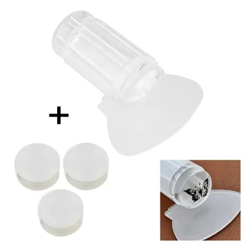 

BEAUTY7 1 Set Transparent Clear Jelly Silicone Nail Stamp Scraper Nail Art Stamper Women Manicure Polish Stamp Tools+Scraper Kit