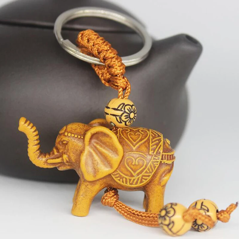 

Classic Lucky Men Women's Elephant Carving Pendant Keychain Cute Plastic Elephant Pendant keychain Women Drop Shipping