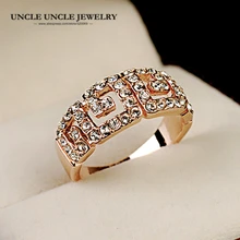 Фирменный дизайн розовое золото цвет Австрийские Стразы Римский дизайн однорядное кольцо на палец для леди