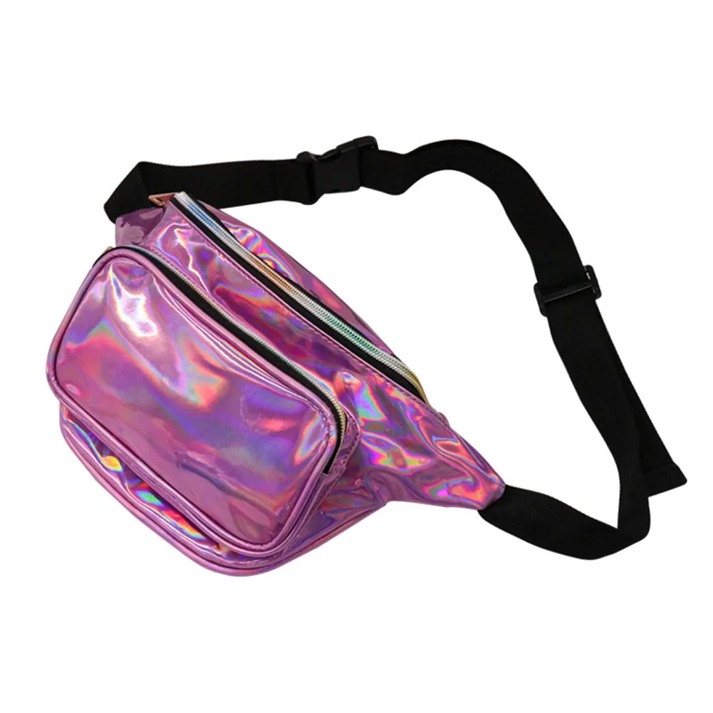 Women Girls Waist Pack Holographic Shiny Fanny Pack Fashion Bum Bag for Travel Shopping Best ...