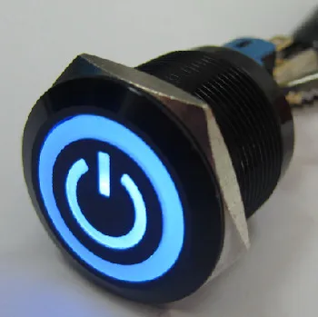 

ELEWIND 22mm Black illuminated power symbol push button switch(PM221F-11ZET/B/12V/A)