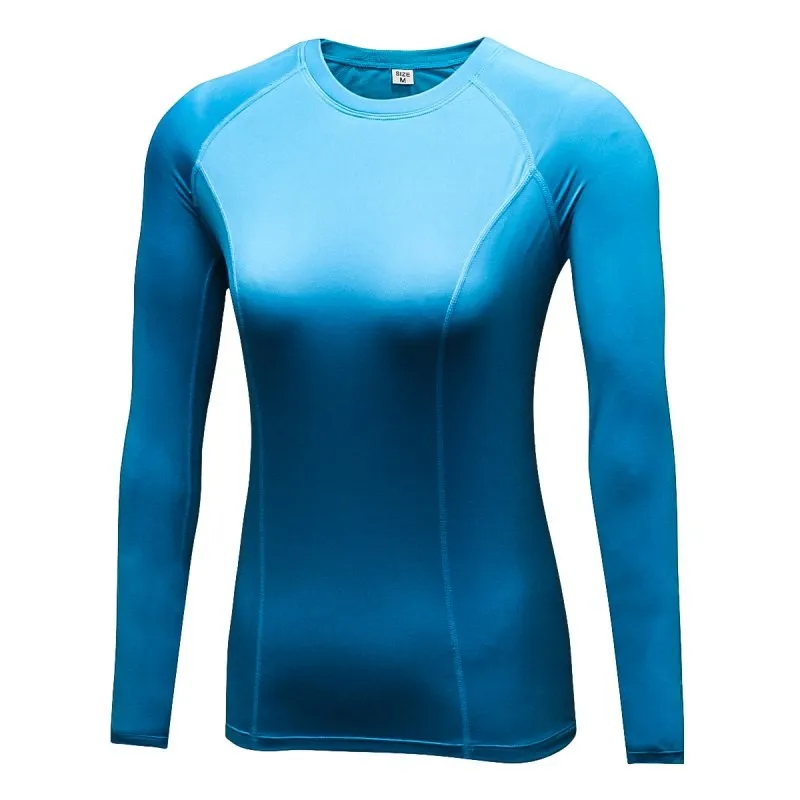 Для женщин гимнастический Йога Велоспорт спортивный топ быстросохнущая сжатия база слои плотная футболка Открытый