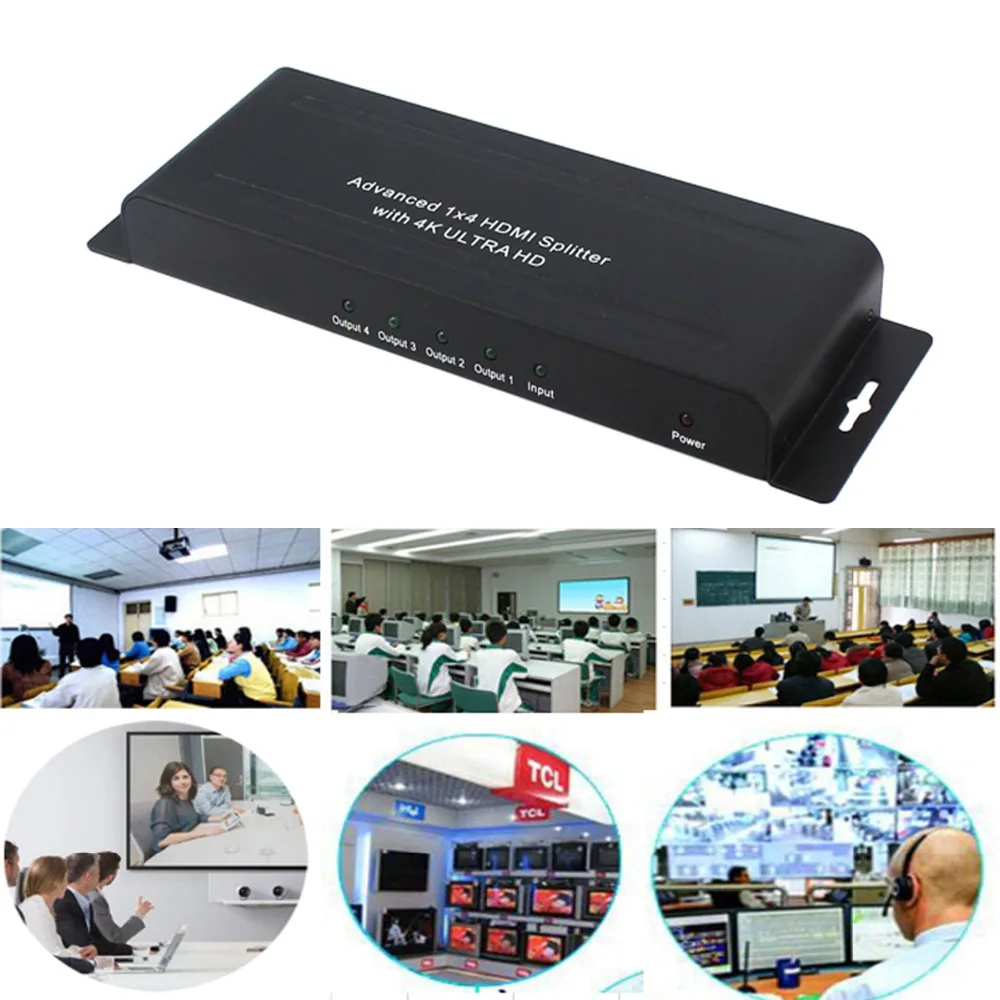YUNZUO 1x4 HDMI Splitter 1 in 4out Switcher Converter HDCP 1.4 Version Video Audio Splitter with 3D 4Kx2K Support HDTV DVD, Xbox