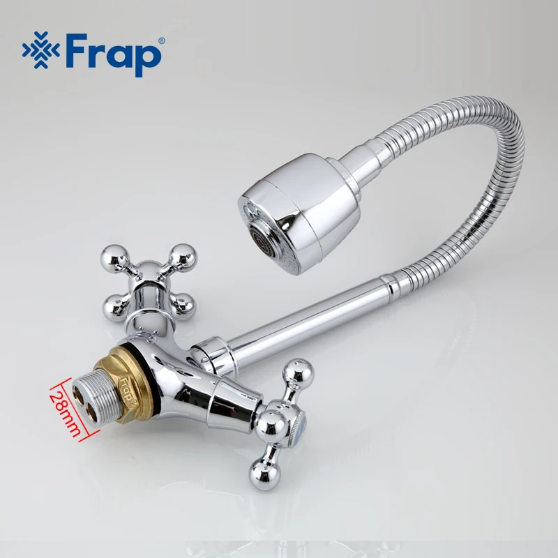 FRAP Silver Double handle Kitchen sink faucet