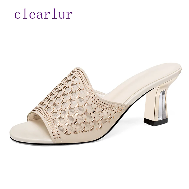

Summer new ladies sandals rhinestones matte high heels fish mouth high heel slippers free shipping C0393