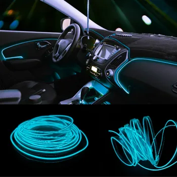 

JURUS 2Pcs 1M/2M/3Meter Car Interior Led Lights El Wire 12V Inverter Flexible Cold Neon Light Line Strip Salon Car Accessories