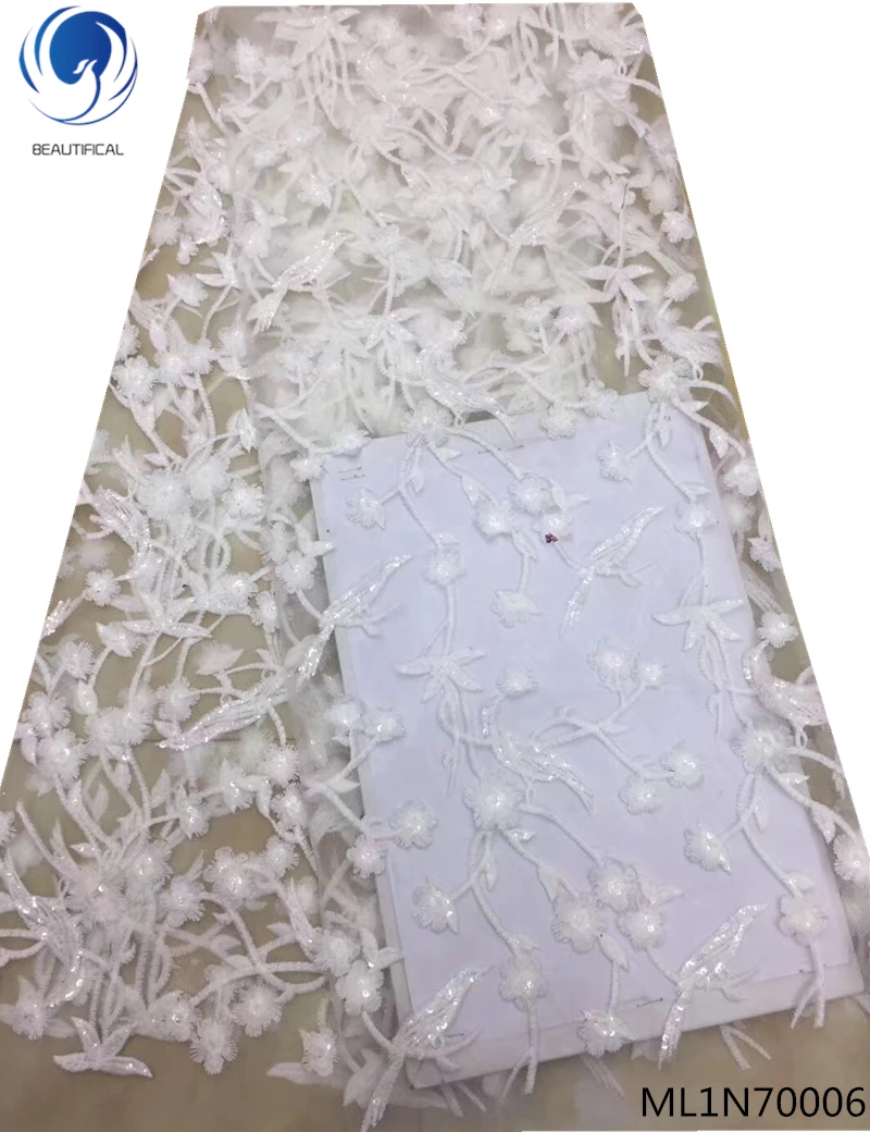 

Beautifical french fabrics african lace fabrics dressed with beads 2019 mesh shiny sequin lace for women 5yards/lot ML1N700