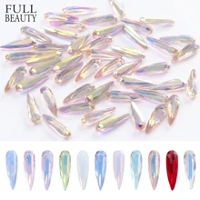 10 шт. Holo длинная водяная капля AB цветные стразы 3D Хрустальные амулеты Снежный белок украшения для ногтей маникюр DIY Советы от пыли CH812