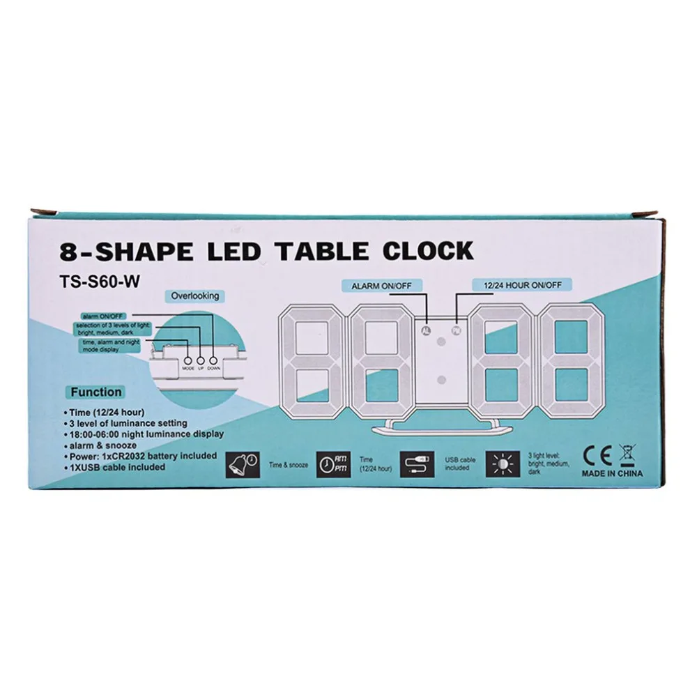 Relojes de mesa digitales de escritorio con pantalla LED de 8 formas multiuso 3 palancas de luz: ajuste de intervalo brillante carga USB Relojes de mesa digitales de escritorio con pantalla LED de 8 formas multiuso 3 palancas de luz: ajuste de intervalo brillante carga USB