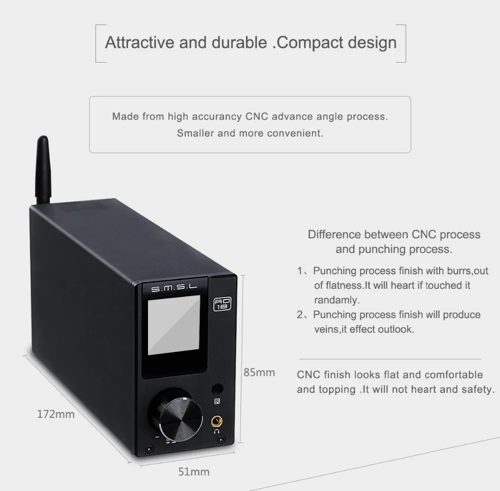 SMSL AD18 домашний полный цифровой усилитель мощности 2,1 Hifi USD DAC Bluetooth усилитель аудио усилитель 80 Вт