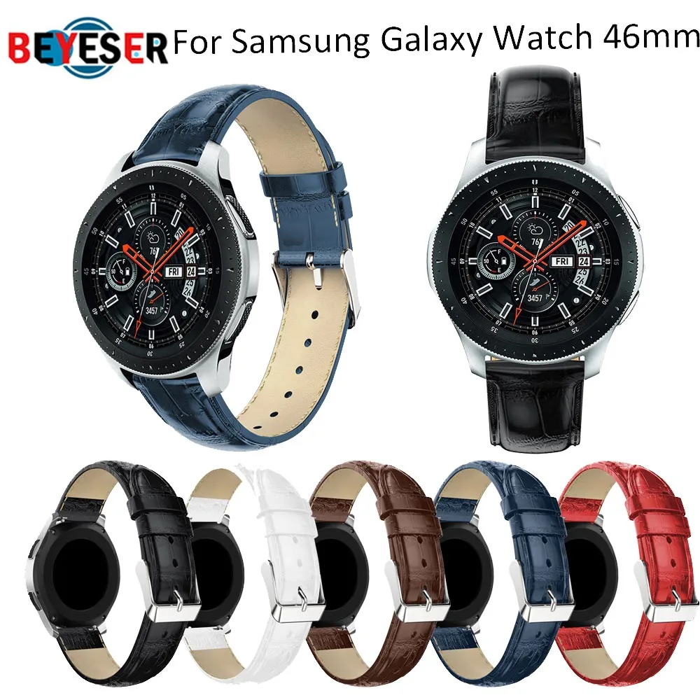 

Ремешок кожаный для Samsung Galaxy Watch 3 45 мм 46 мм, быстросъемный браслет со стальной застежкой, аксессуары для наручных часов, 22 мм