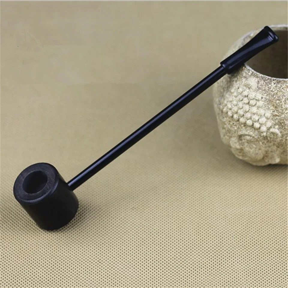 Ebony Wood Pipe Smoking Pipes Portable Herb Tobacco Pipes Grinder Smoke Gifts 2 Colors