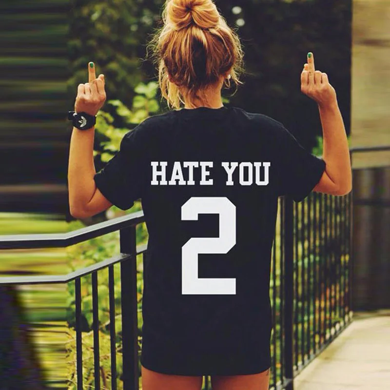 

Plus Size 4XL T Shirt Women HATE YOU 2 Letter Printed Tee Shirt Femme Girls Camiseta Mujer Tops Streetwear Short Sleeve T Shirt
