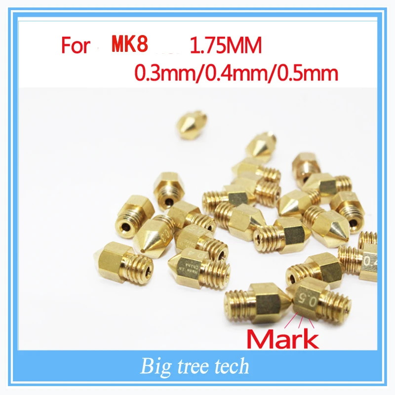 

5pcs Mix Sizes!!! Extrusion Head Hotend M6 Nozzle 0.3mm/0.4mm/0.5mm For MK8 3D Printer 1.75MM Filament