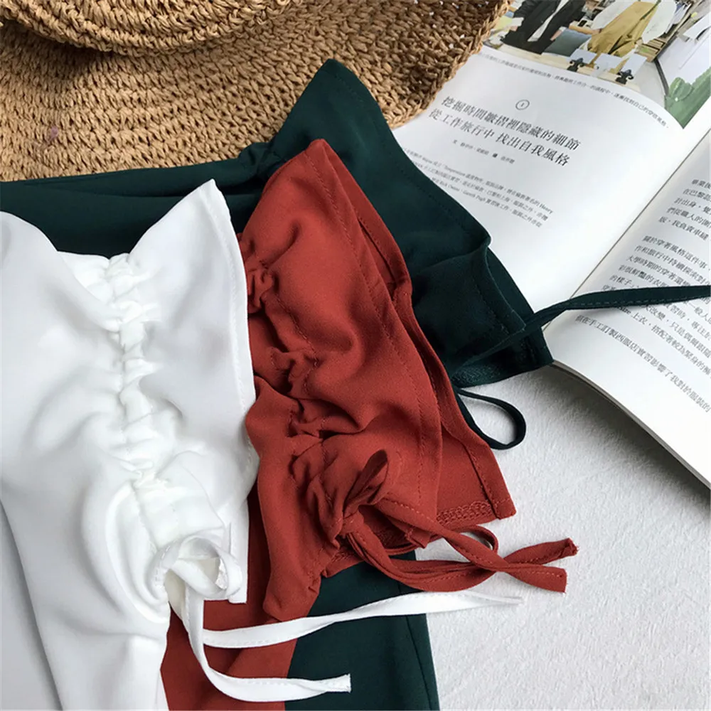High quality Casual Chiffon V-neck Loose Shirt Office Wear 2018 White Women Blouse Shirt Half Batwing Sleeve Summer Elegant top (11)