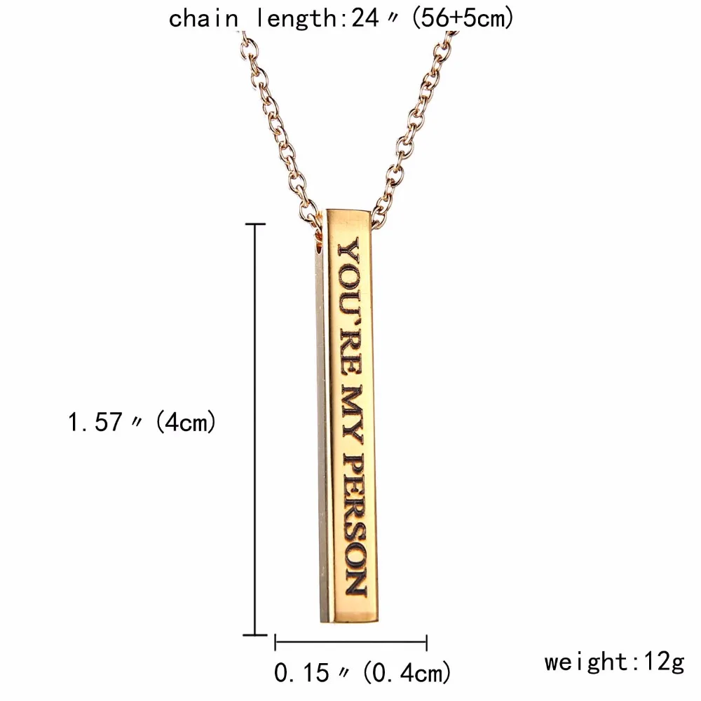 Rinhoo четыре стороны Гравировка Персонализированные квадратные Бар Пользовательское имя ожерелье из нержавеющей стали кулон для женщин/мужчин подарок на день рождения