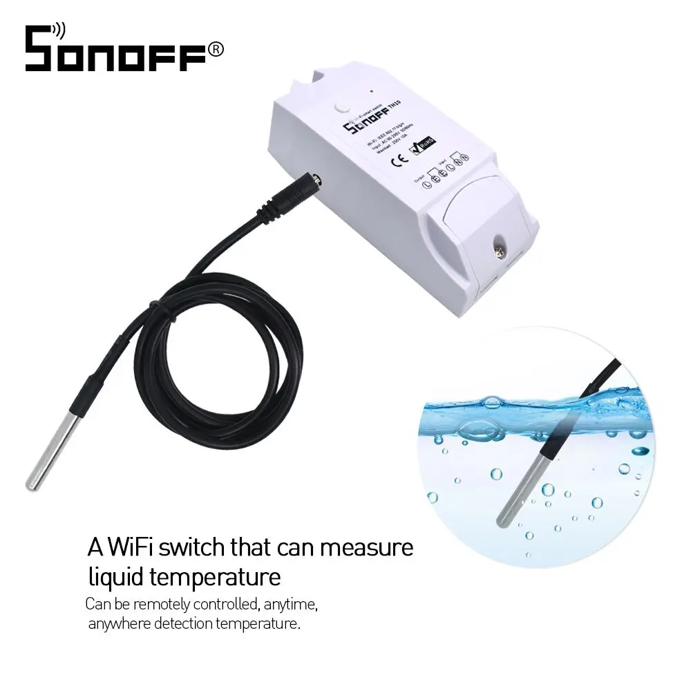 SONOFF TH10 TH16 interruptor y Sensor Ds18b20 sonda impermeable Wifi control de temperatura control remoto Monitor inalámbrico para hogar inteligente