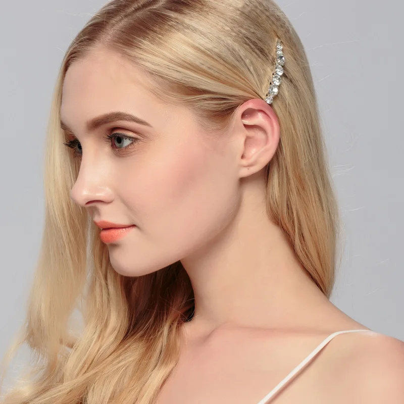 

Fashion Women Rhinestone Crystal Barrette Bobby Pins Hair Clip Grip Pin Barrette Slides Grip Ornament Hair Accessories Wedding