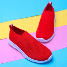 Flywire детская Удобная прогулочная обувь Детские кроссовки с дышащей сеткой носки для мальчиков обувь для девочек обувь без застежек на плоской подошве