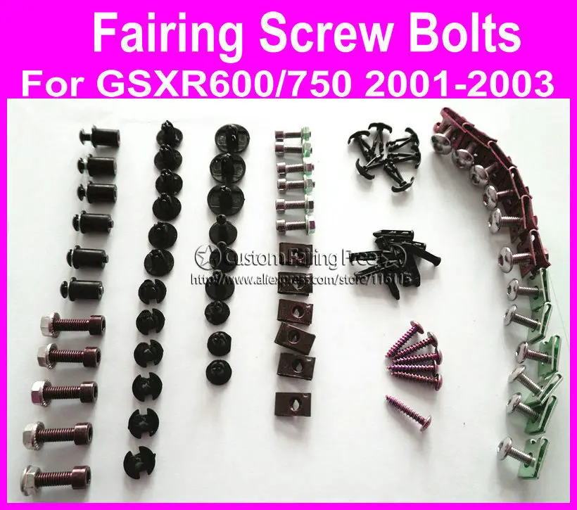 

motorcycle parts screw bolt kit for GSXR 600/750 2001 2002 2003 black fairing dag screws gsxr600/750 coupling bolt set