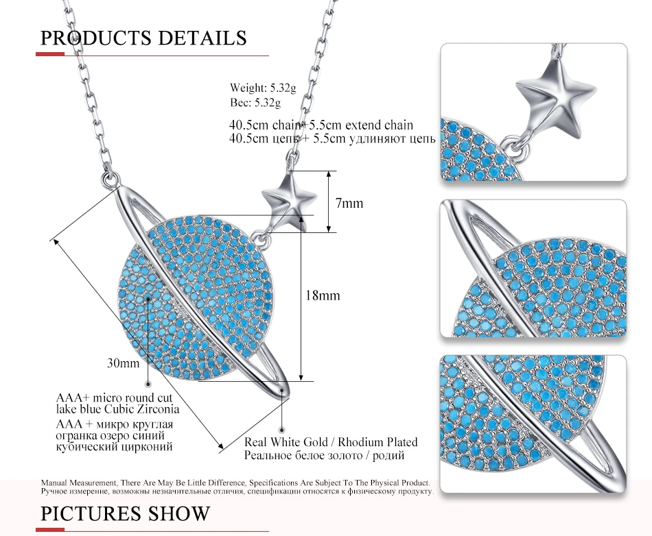 UMODE модное круглое озеро синий кристалл планета звезда кулон ожерелье для женщин белое золото цвет Сатурн ювелирные аксессуары AUN0244