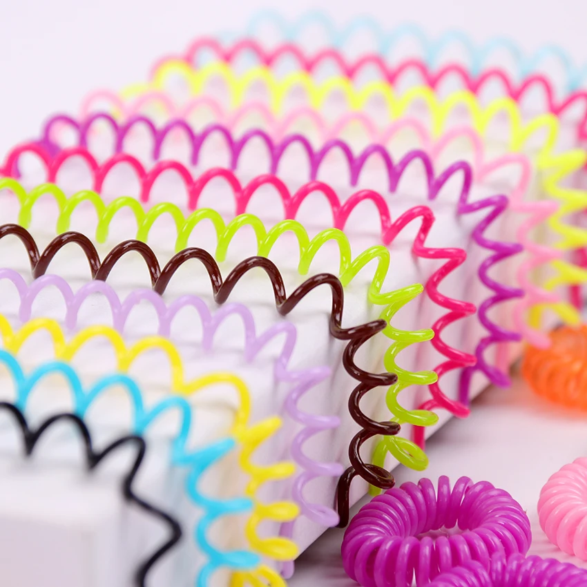 designer hair clips 10PCS Candy Colored Telephone Line Hair Ring Spring Rubber Band Hair Band Tie Braids Bind Tool Hairstyle Hair Accessories head accessories female