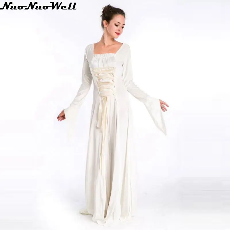 long white goddess dress