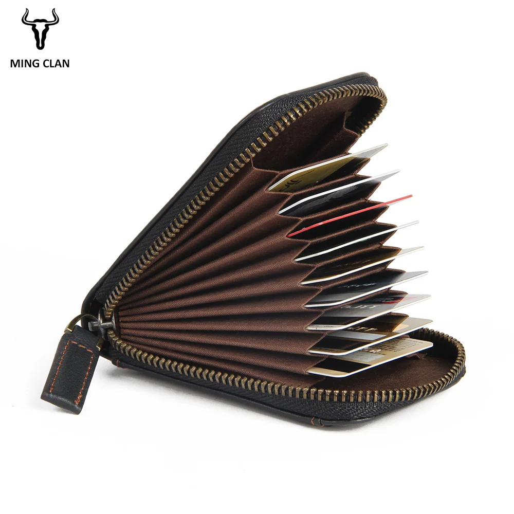 Mingclan Genuine Leather Unisex Card Holder Wallets High Quality Female
