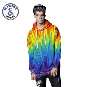

2019 New Fashion Hoodies Men 3D INS loose tide Rainbow color Print Sweatshirt Hoodies sudadera hombre Autumn Streetwear