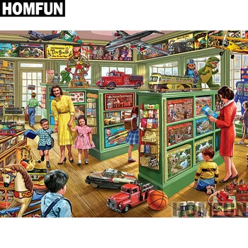 

HOMFUN Full Square/Round Drill 5D DIY Diamond Painting "The Toy Store" 3D Embroidery Cross Stitch 5D Home Decor A00808