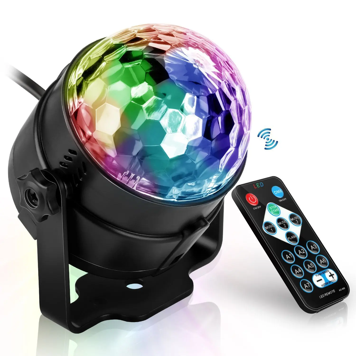 RGB светодиодный сценический звуковой активированный диско вечерние магический шар 7 цветов Кристальный голос вращающийся пульт дистанционного управления рождественские огни