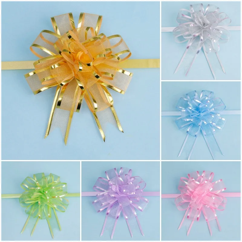 

30pcs/lot Large Organza Pull Bow Ribbon for Craft , Wedding Party DIY Decoration, Gift Packing 11.5cm