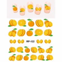 UPRETTEGO дизайн ногтей Красота наклейка на ногти водная наклейка слайдер мультфильм фрукты Апельсин Лимон груша сосна яблоко банан RP121-126