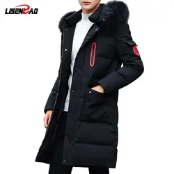 LiSENBAO 2018 Новое поступление зимняя куртка мужская брендовая одежда хлопок толстое длинное пальто мужское Качество Повседневная модная