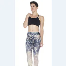 Для женщин Снежинки печати Фитнес быстросохнущая упражнения Леггинсы для женщин Высокая Талия до середины икры энергии Брюки для девочек Мотобрюки женская одежда