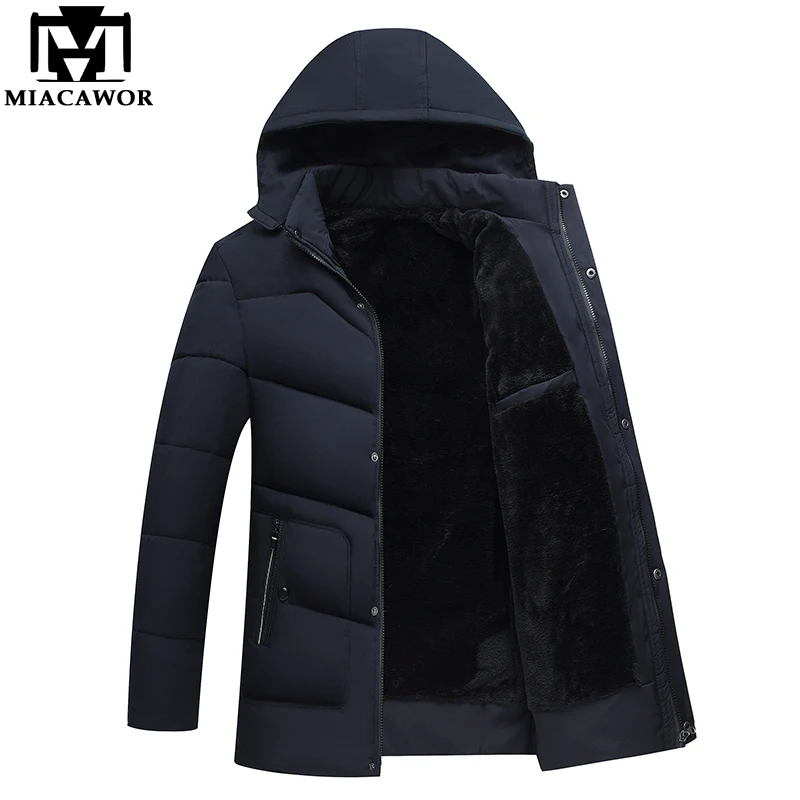 

MIACAWOR Parka Men Jacket Coats Thicken Warm Winter Jackets Casual Men Parkas Hooded Outwear Cotton-padded Jacket Clothes J468